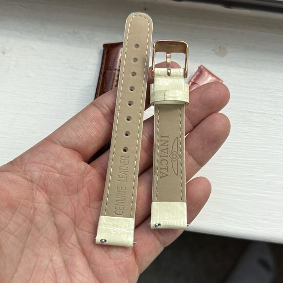 Set Of 3 Invicta Leather Watch Bands Ladies 16mm 7” Length Women’s Quick Release